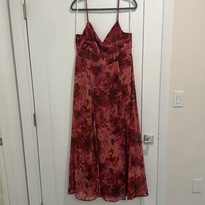 Lulu’s Beautiful Soul Burgundy Floral Print Twist-Front Maxi Dress